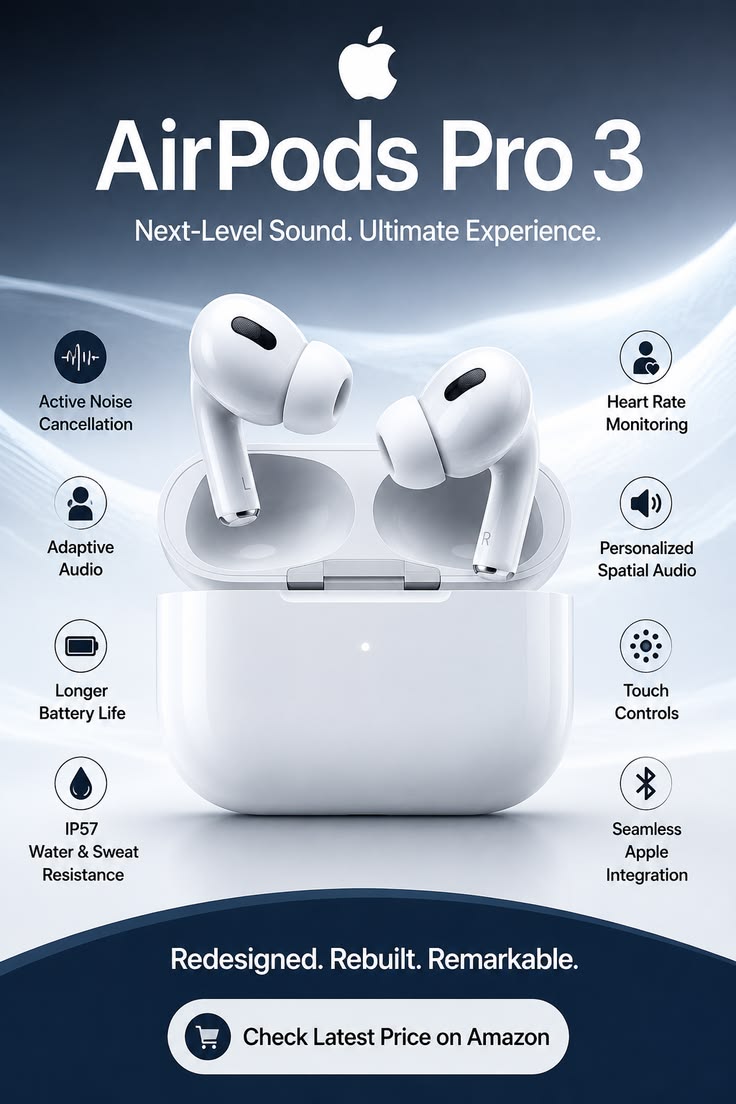 AirPods Pro 3 ( USA ) + Pochette + 3 Mois Garantie